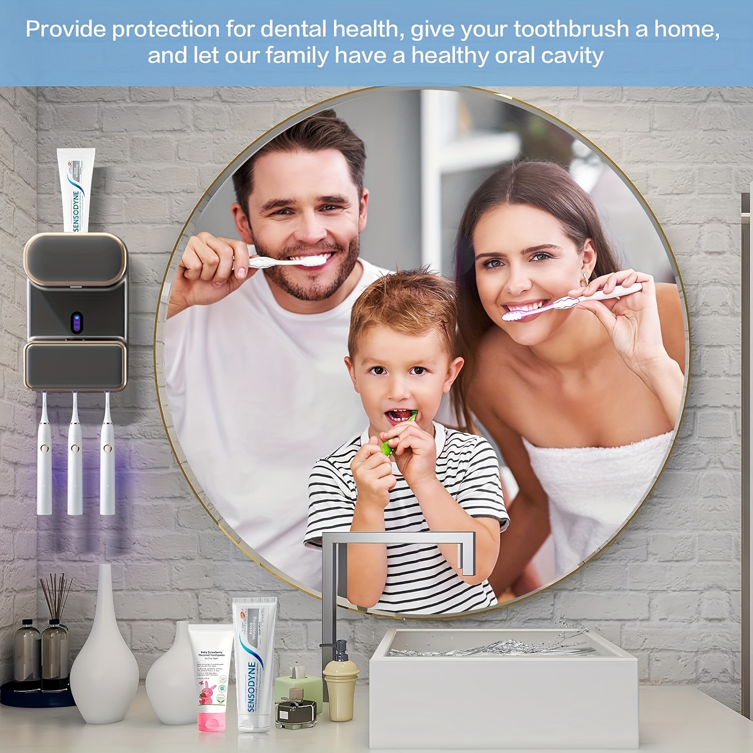 

Automatic Toothpaste Dispenser, Electric Toothpaste Dispenser, Toothpaste Dispenser Wall Mounted With 3 Toothbrush Slots, Toothpaste Dispenser Countertop Suitable For Children And Adults