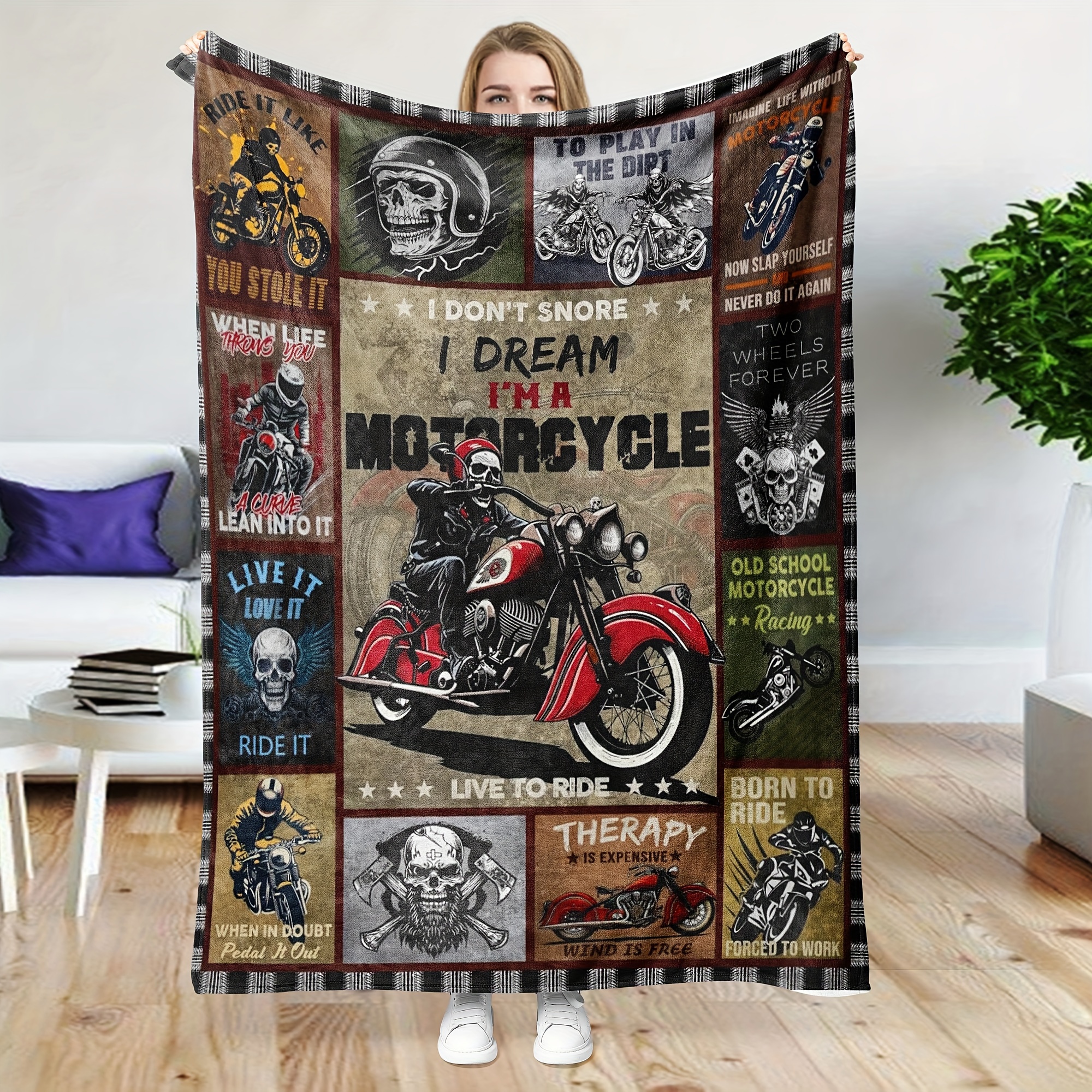 

Motorcycle Gifts For Men, Motorcycle Blanket For Motorcycle /lovers, Motorcycle Gifts Blanket 60 X 80inch For Motorcycle Lovers, Throw Blanket For Men And Women Fluffy Warm Riding Blankets