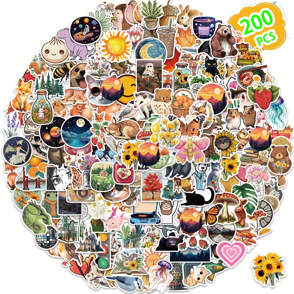 

200pcs Aesthetic Stickers For Water Bottle, Cute Stickers For Water Bottles, Vinyl Waterproof Stickers Laptop Sticker Pack Classroom Prizes For Adults