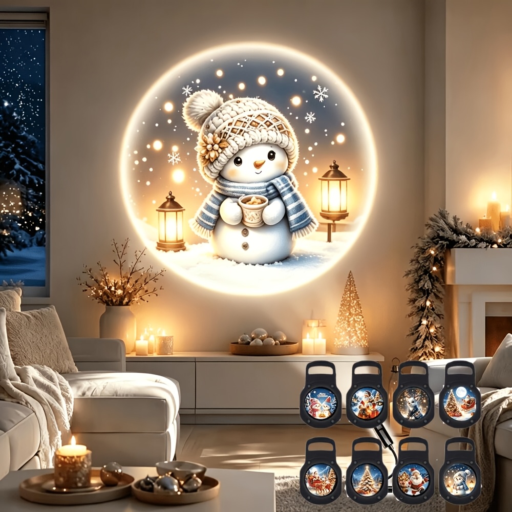 TEMU Projecteur sur le thème de Noël, Projection LED de Noël, Lampe de projection atmosphérique, multiples, Alimenté, Arbre de Noël, Père Noël, de