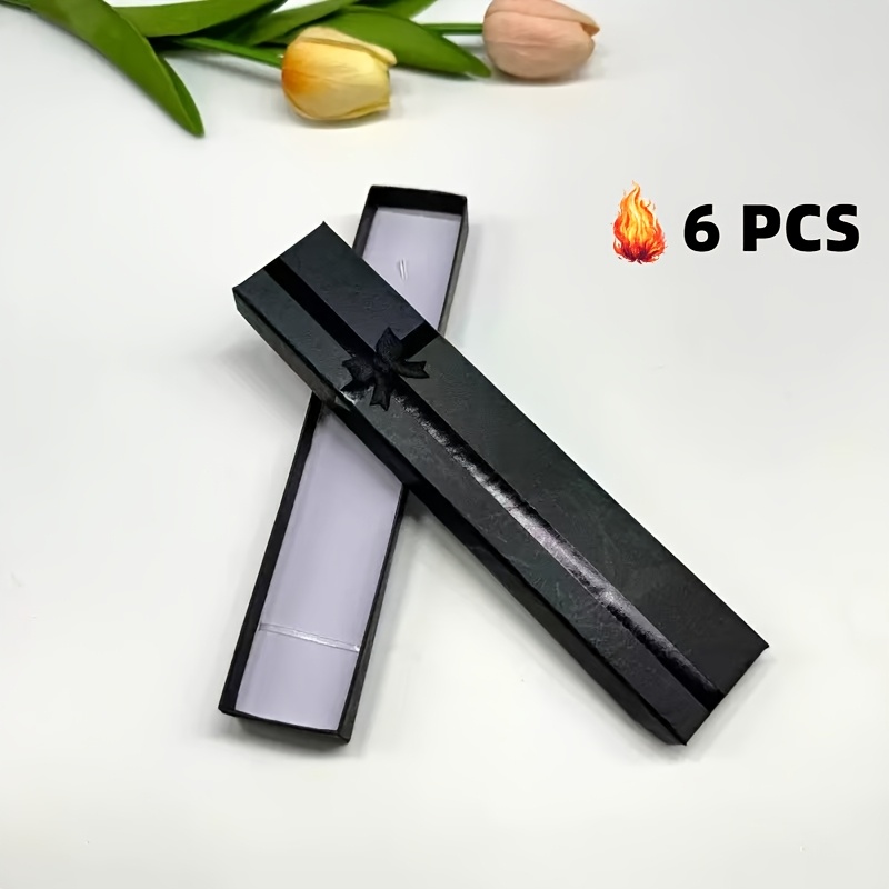 TEMU 6pcs (20x4x2.5cm) Necklace Gift Box With Bow Filling Cardboard Jewelry Box For Necklaces, Bracelets, Earrings, Rings, Packaging Gift Box For