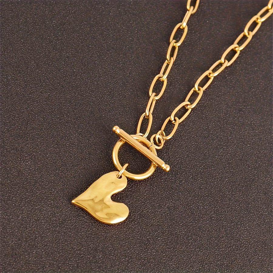 TEMU Collar de Acero Inoxidable con Colgante de Dorado, Cadena Choker para Mujeres, Joyería de Cuello, Regalo para Fiestas, San Valentín, , Día de la