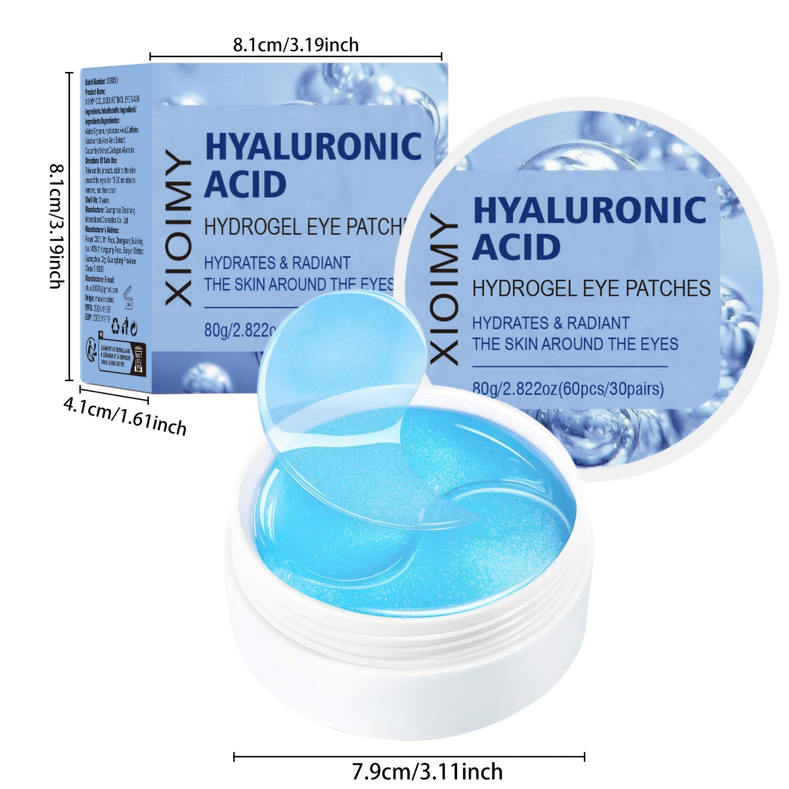 Image of 60pcs Hyaluronic Acid And Collagen Eye Mask, Moisturizes And Tightens The Skin Around , It Radiance And Elasticity. Eye Care, Eye Mask