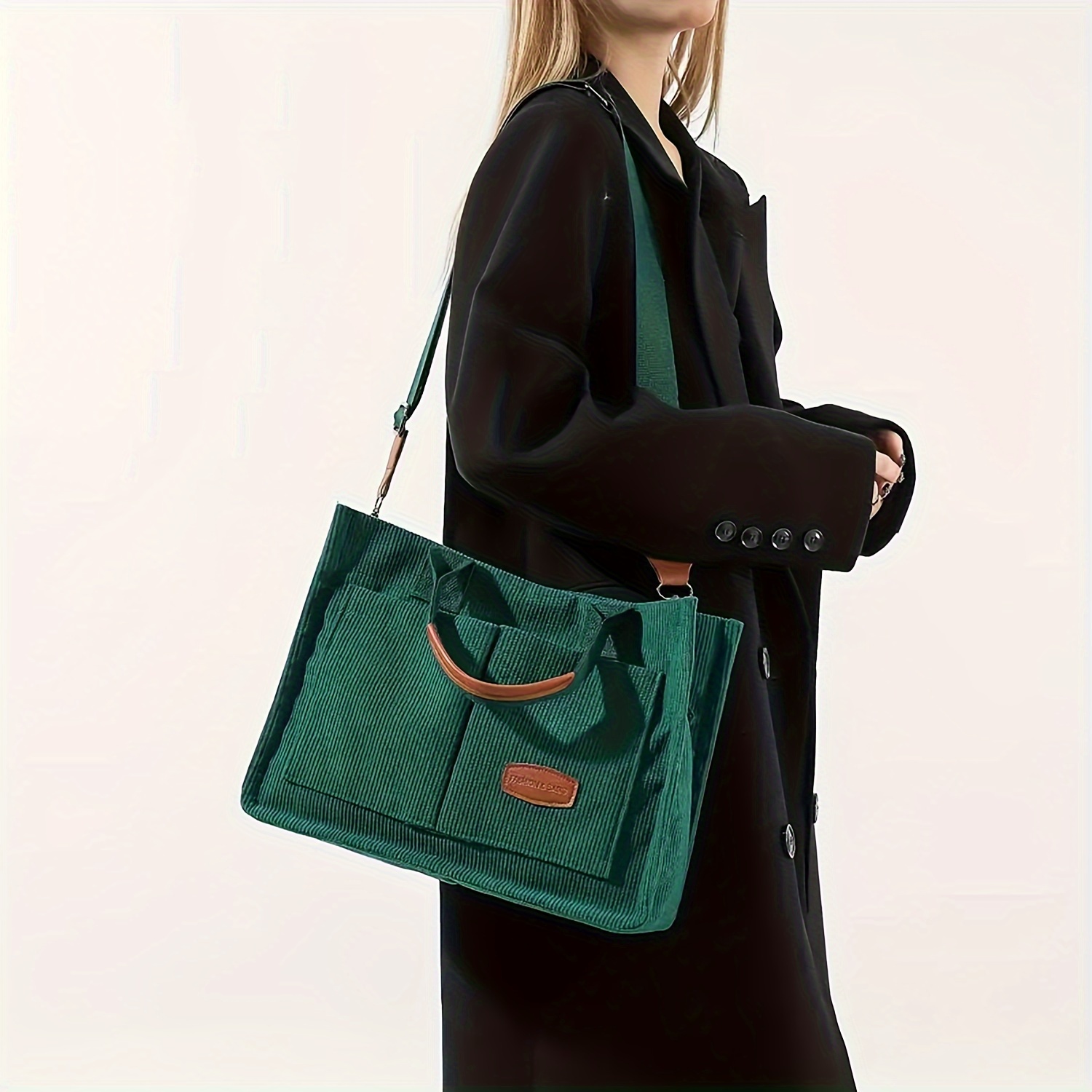 

Solid Color Corduroy Tote Bag, Fashion Crossbody Bag, Women's Casual Handbag, Shoulder Bag & Purse