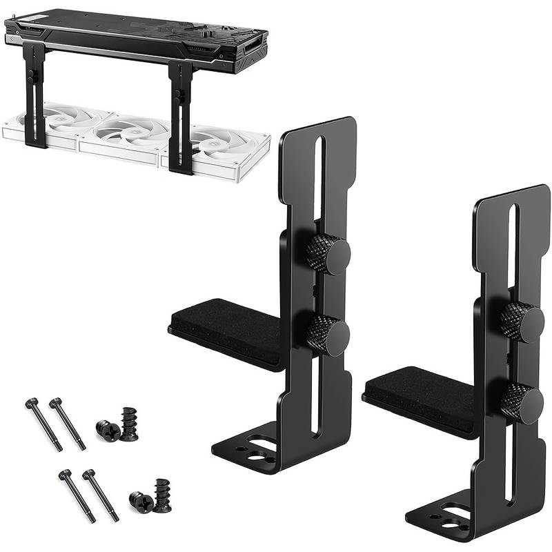 Set 2 Supporti GPU Regolabili 7,25–11,2 Cm – Alluminio, Base Magnetica E Silicone Anti-graffio
