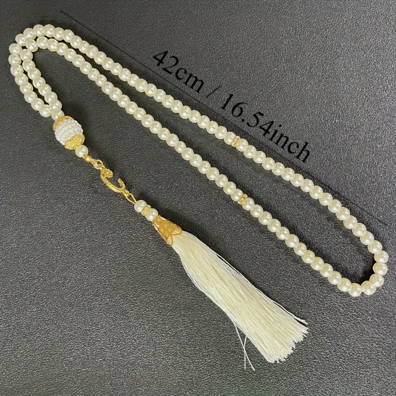 1pc muslim tasbih prayer beads 99 6mm glass imitation pearl tassel tasbih prayer beads original handmade bracelet pendant