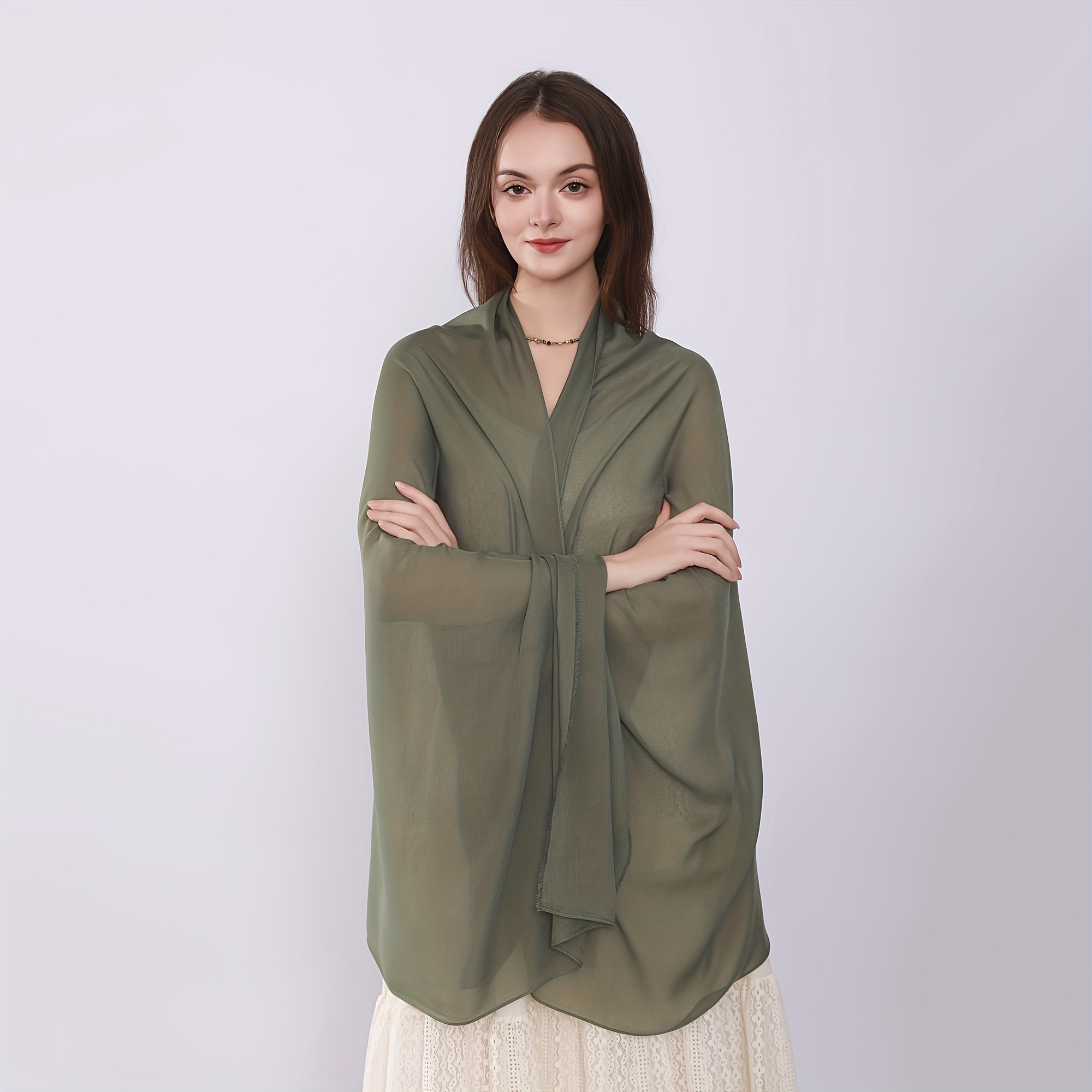 TEMU Dqquanhe Dark Red Solid Color Scarf Women's Lightweight Breathable Long Tulle Shawl Autumn /spring Summer Suitable For Skirt And Pants Accessory