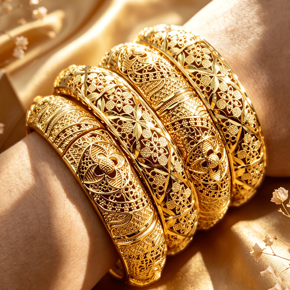 TEMU 4pcs Bohemian-style Stackable Bangles With , Unisex, Suitable Accessories For Bridal Weddings, Festivals, Parties, Gatherings And Vacations,