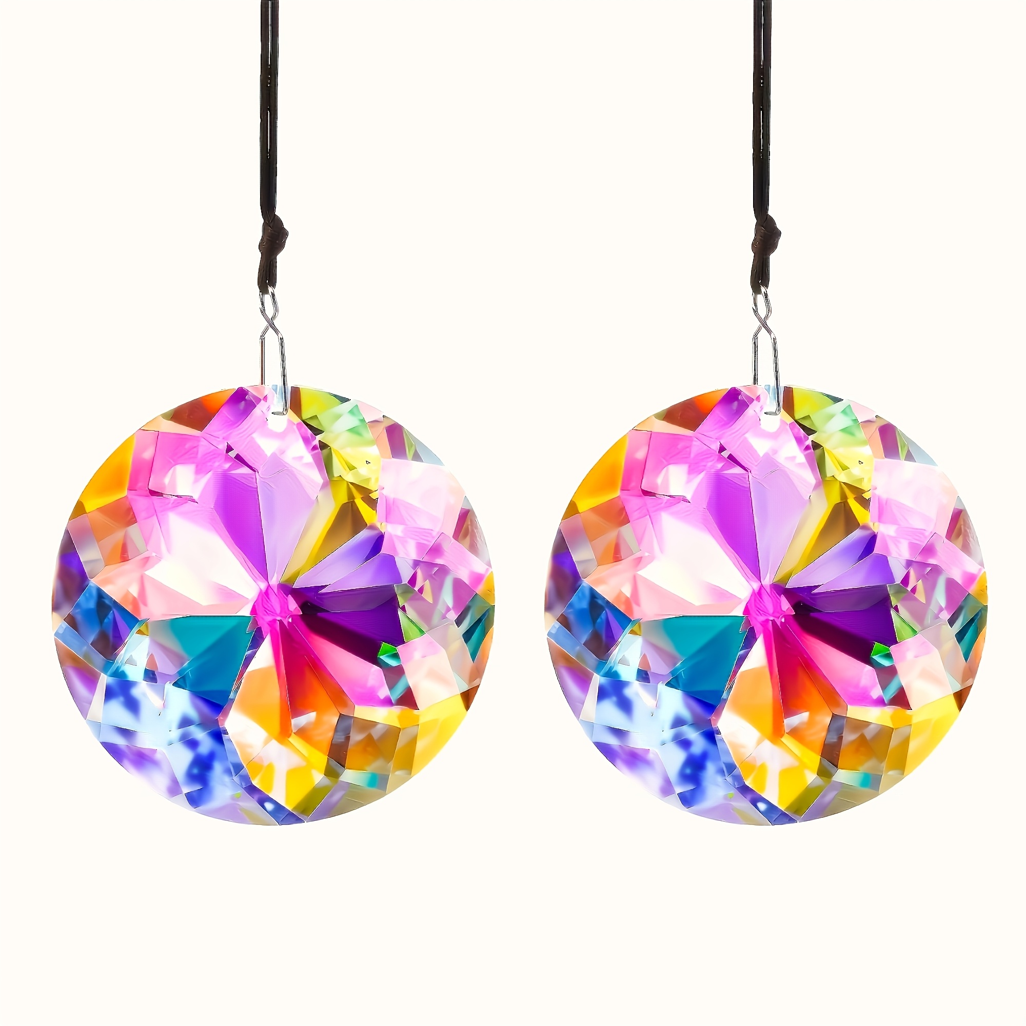 

2pcs 45mm Ab Color Crystal Prism Suncatchers - Vibrant Glass Hanging Decor With For Window Display, Window Water Crystal, Prism