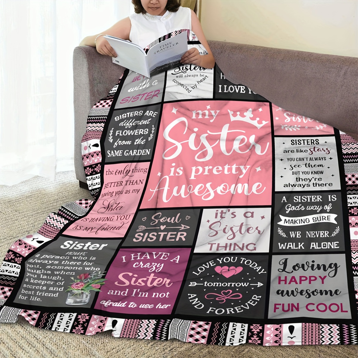 1pc sister gifts sister birthday gifts best friend birthday gifts for women little sister blanket   christmas thanksgiving gifts for bed couch chair details 6