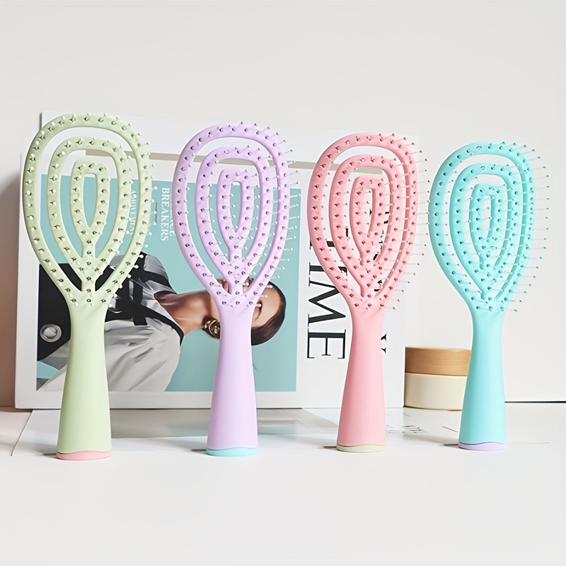 TEMU 4pcs Large Curved Comb Fluffy High Crown Comb Plastic Long Hair Women's Coil Comb Styling Airbag Ribbed Hollow Back-and- Comb