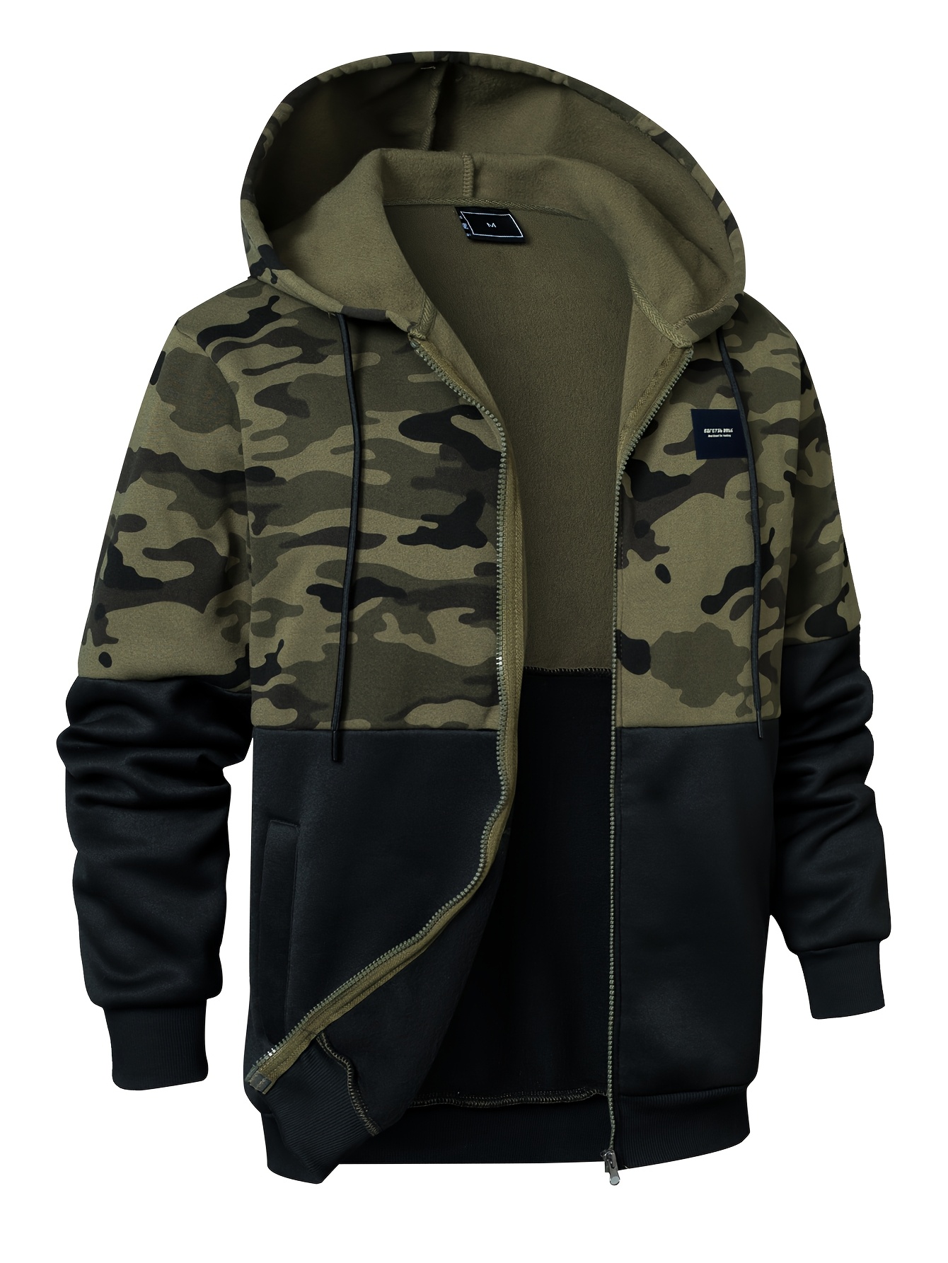 Men'S Camouflage Sports Lightweight Stitching Exercise Fashion Hooded Sweatshirt