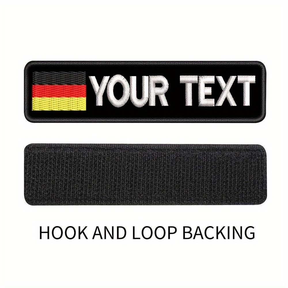 A Custom Personalized Embroidered Name Tag Featuring The German Flag, Handmade, For Sewing Applications, Decorative Badges, And Iron-on Patches