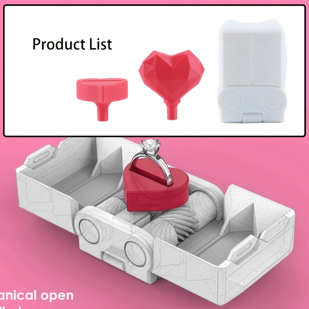 a creative mechanical rotating heart shaped   valentines day proposal ring base gift box a       desktop decorative storage box