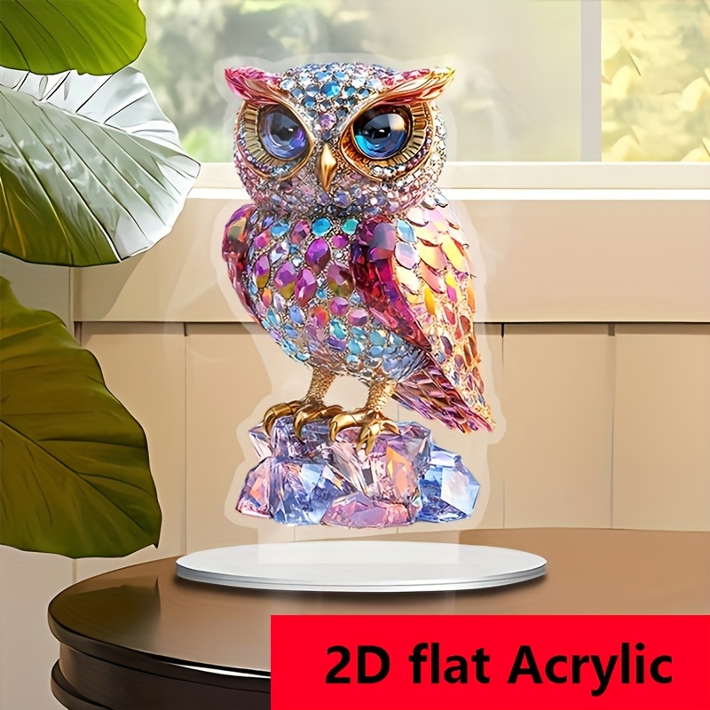 

Elegant Acrylic Owl Statue With Stand - Desk, Office, Living Room & Bedroom Decor | Ideal Christmas & Valentine's Gift | 5.51" X 9.45