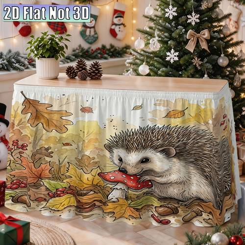 2d flat 1pc party tablecloth autumn forest small animals themed decorative party table skirt suitable for banquet parties kitchen decor family dinners decorations multipurpose reusable a themed atmosphere