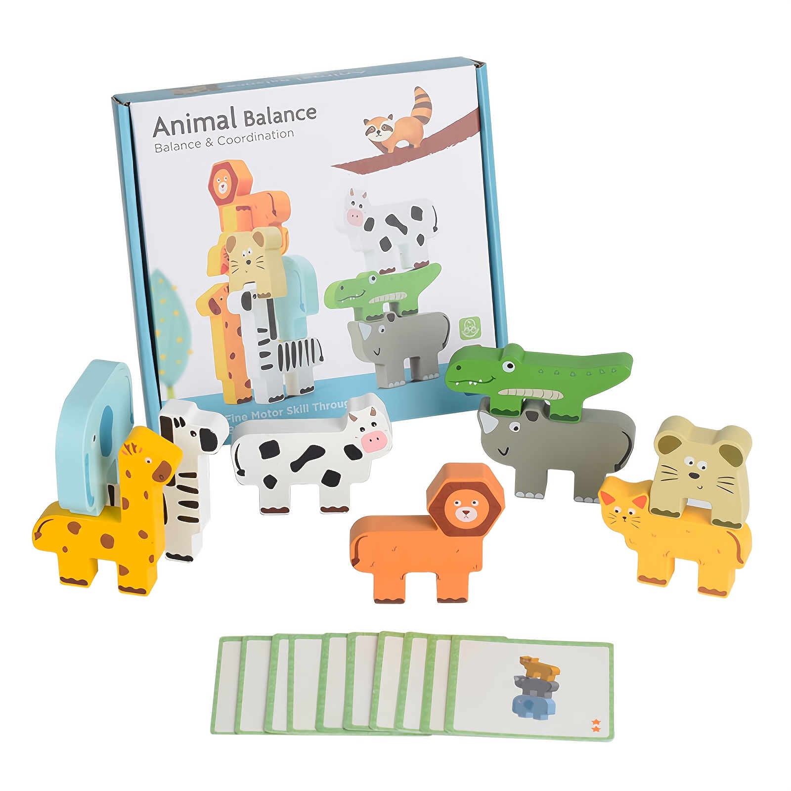 Wooden Stacking Blocks, For Animal Sorting Toy, Wooden Balance Building Game With Advanced , For Animal Illustrations, For Animal Recognition, Hand-eye Coordination