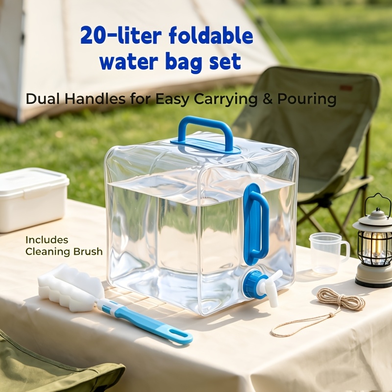 20L Portable Collapsible Water Bag with Cleaning Brush