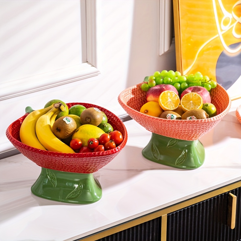 Large Capacity High-Footed Fruit Bowl with Colorful Living Room  Coffee Tables, Salads, Ice Cream, and More, Fruit Bowls f