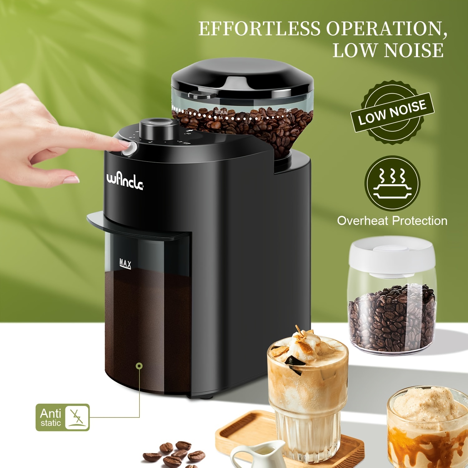 Electric Burr Coffee Grinder with 28 Grind Settings