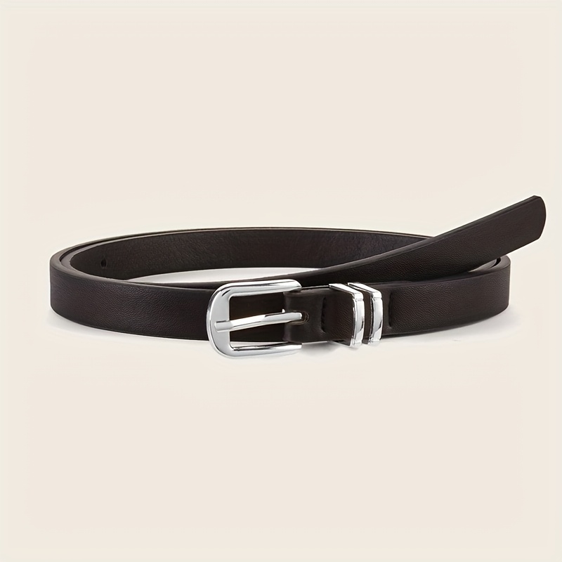 Image of Black Thin Waist Belt Fashion Small Waist Belt Women's Decorative Small Belt Belt Dress Decoration Waist Belt Short Shirt Decoration Waist Belt Black Pu Small Belt