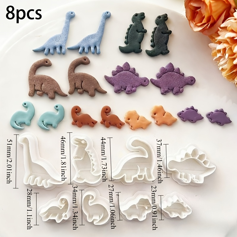TEMU 8pcs Moulde à Pâte Polymère Motif Parc des Dinosaures , Moules à pour Cadeaux de Voyage et d' - Coupe- d'Animaux de Dessin | Kit de Fabrication