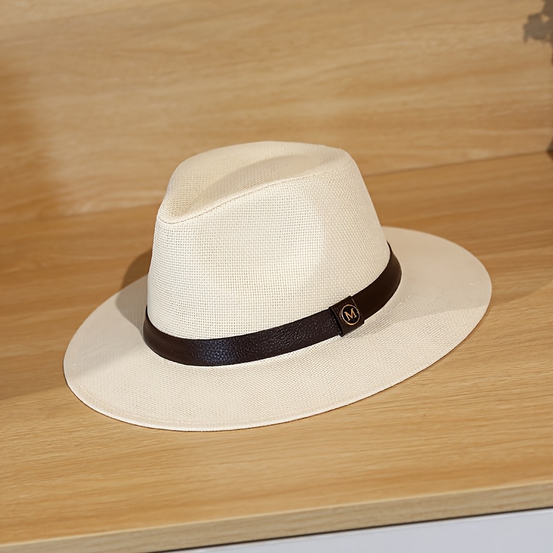 E-shop 1 Stück Frühlings-/Sommer Top Hat Panama British, Strohhut mit Buchstaben-Bundgestaltung