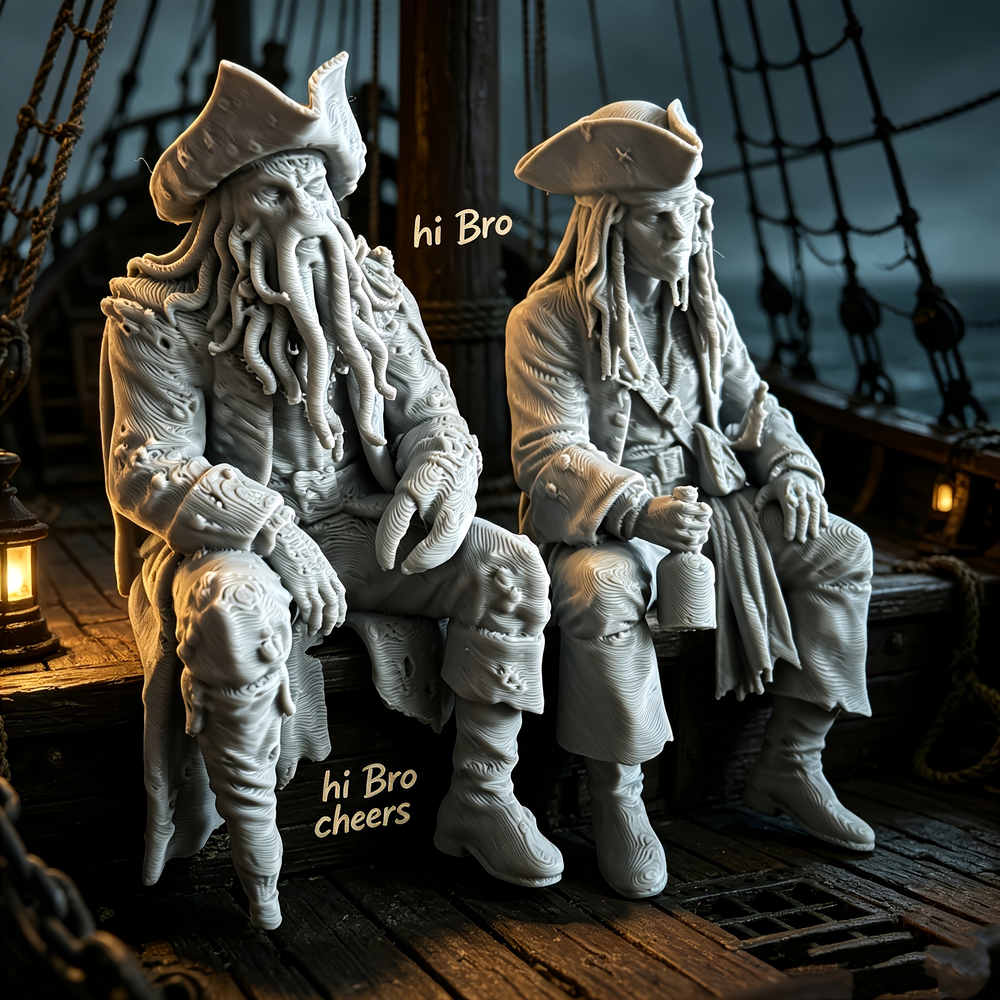 TEMU Statua Vintage di Pirata, Decorazione da Scrivania con Barca a Vela Europea, Statuina Regalo per Fan dei Pirati, Decorazione per e Ufficio per