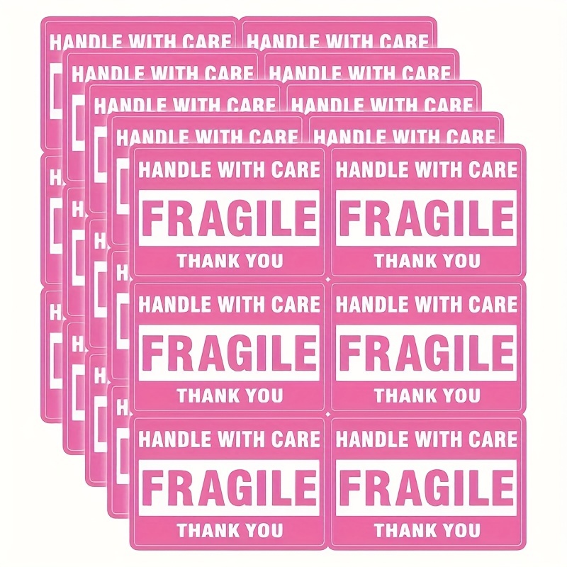 

30pcs Stickers Labels For Shipping And Packaging, Pink Adhesive Warning Tags For Breakable Items, 2x3 Inch Thank You Moving Labels