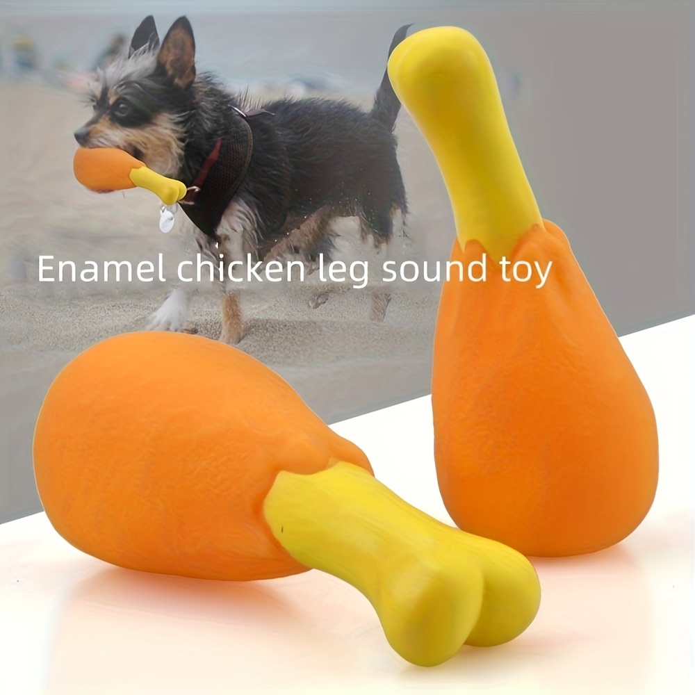 1pc squeaky chicken leg dog toy durable non toxic rubber chew toy for dental health playtime   yellow accents interactive   for all breeds sizes pet playtime fun pet accessory sturdy construction pet lovers Product details 0