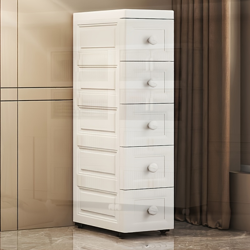 TEMU 15cm Wide White Drawer-style Storage Box, Multifunctional Organizer, Stackable Outdoor Storage Container, Office Storage, Bedroom Storage, Cube