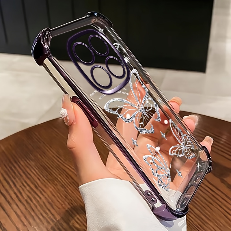 TEMU Phone Case: For Redmi Note 14 Pro  4 Anti Fall Corners Phone Case With Semi Transparent Butterflies Pattern And Christmas Or Halloween Gift