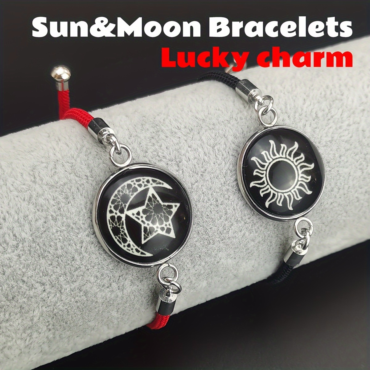 

Ramadan Gift Luminous Star Moon Sun Bracelet, Nylon Rope Pendant Bracelet For Couple Birthday Anniversary Gift