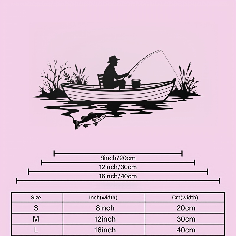 TEMU 1pc Art Mural en Métal sur le Thème de la Pêche, Décoration Pêcheur sur Bateau, Panneau de Cabane au Bord du , Cadeau pour Papa, Art de Panneau