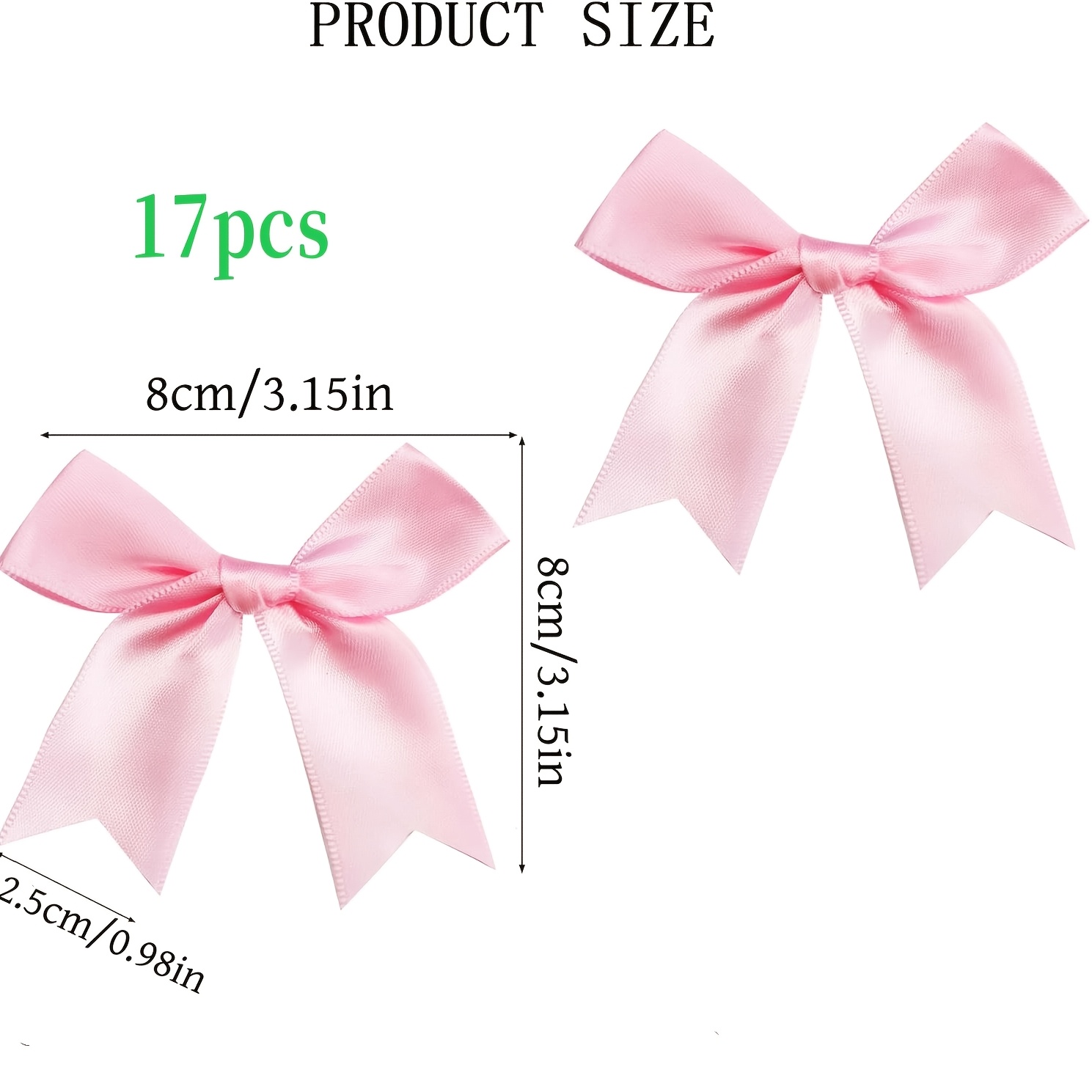 TEMU Lot de 17 nœuds en tissu rose, embellissements de bricolage délicats pour sacs de friandises de baby shower, décoration de biberons, bocaux à