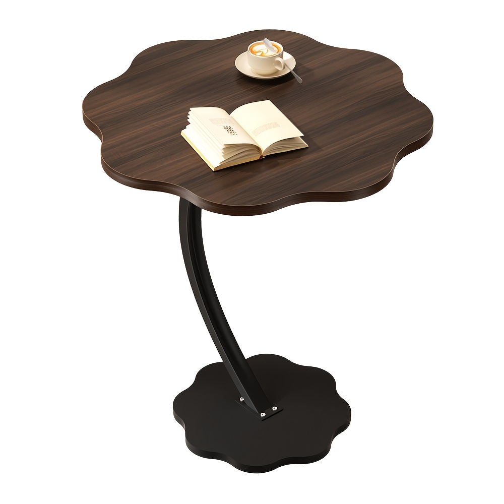 Image of 23.6" H Petal-shaped C Side Table, Rounded Corner Compact Sofa End Table, Stable Load-bearing & Easy To Move, For Living Room, Bedroom And Bedside, Minimalist Elegant Style
