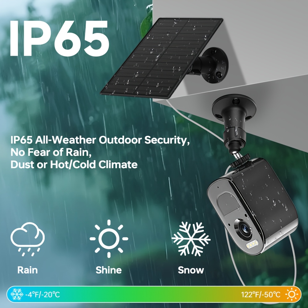 Outdoor Solar Security Camera, Wireless Solar CCTV Wifi Camera, Rechargeable Battery Surveillance Camera with 2.4/5Ghz Wifi, PIR Motion Sensor, Spotlight, Full Color Night Vision, Two-Way Talk, Cloud & SD Card Storage, Home Security