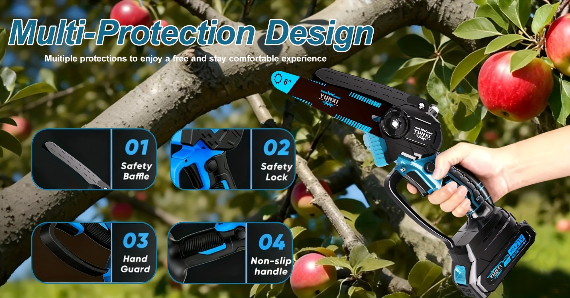 2025 Nieuwe Handheld Elektrische Kettingzaag - Lichtgewicht Draagbare Kettingzaag met Snoer en Europese Stekker (230V), Krachtige Motor voor Hout Zagen & Takken Snoeien, Ideaal voor DIY, Boomverzorging, Tuinieren - Perfect Cadeau