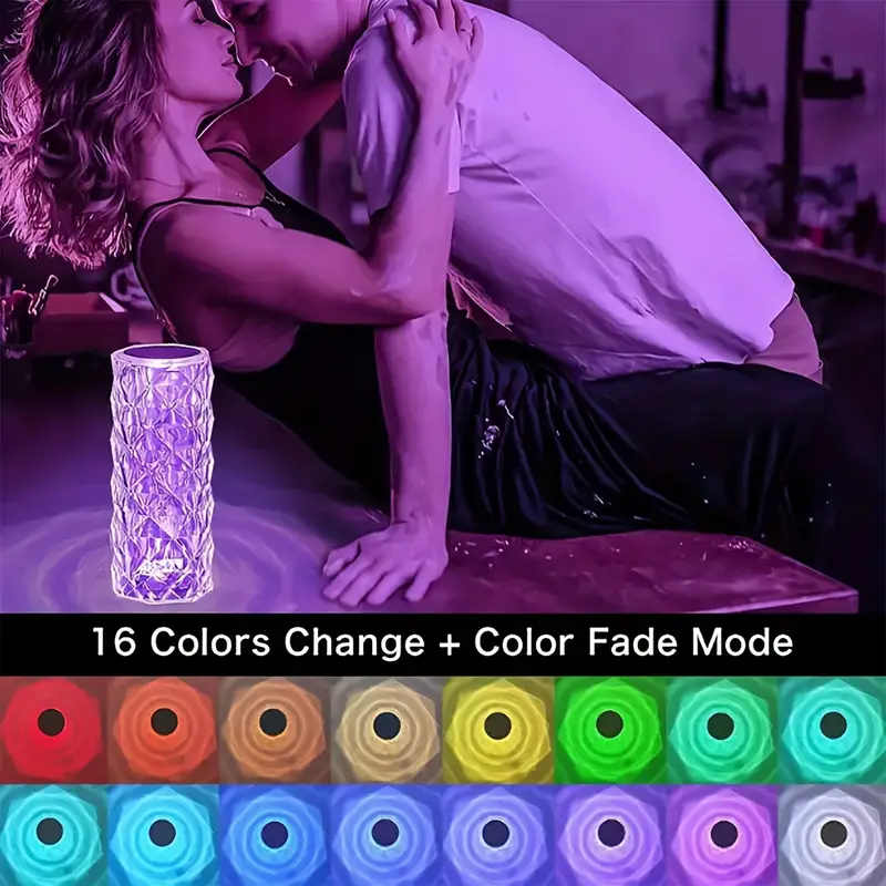 1pc usb rechargeable rose crystal table lamp 500mah lithium battery 3 color and 16 color remote control touch control with usb charging   atmosphere lamp bedroom atmosphere lamp room night light festival birthday gift essential good gift for   of   season Product details 6