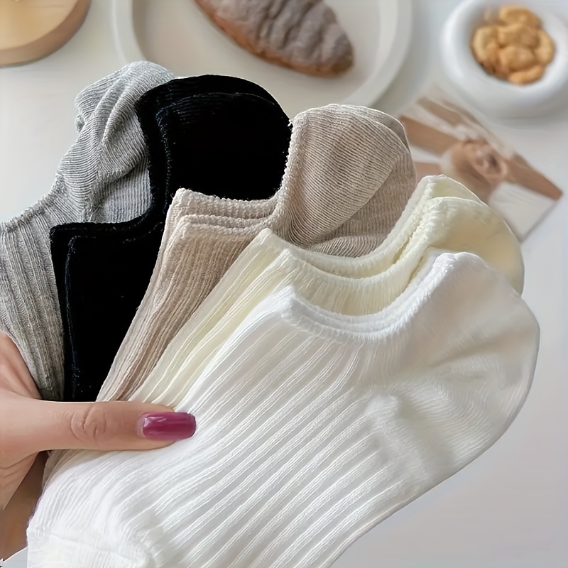 5 Pairs of Thin, Non-Slip, Invisible Women'S Boat Socks for Spring And Summer.