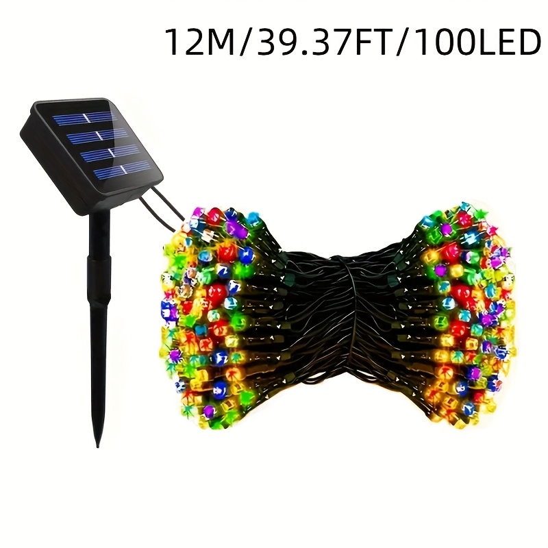 TEMU Led Outdoor Solar Fairy String Lights, Size: 7m/12m, 8 Flashing , Multicolor String Lights, For Party And Holiday Decorations, Ideal For