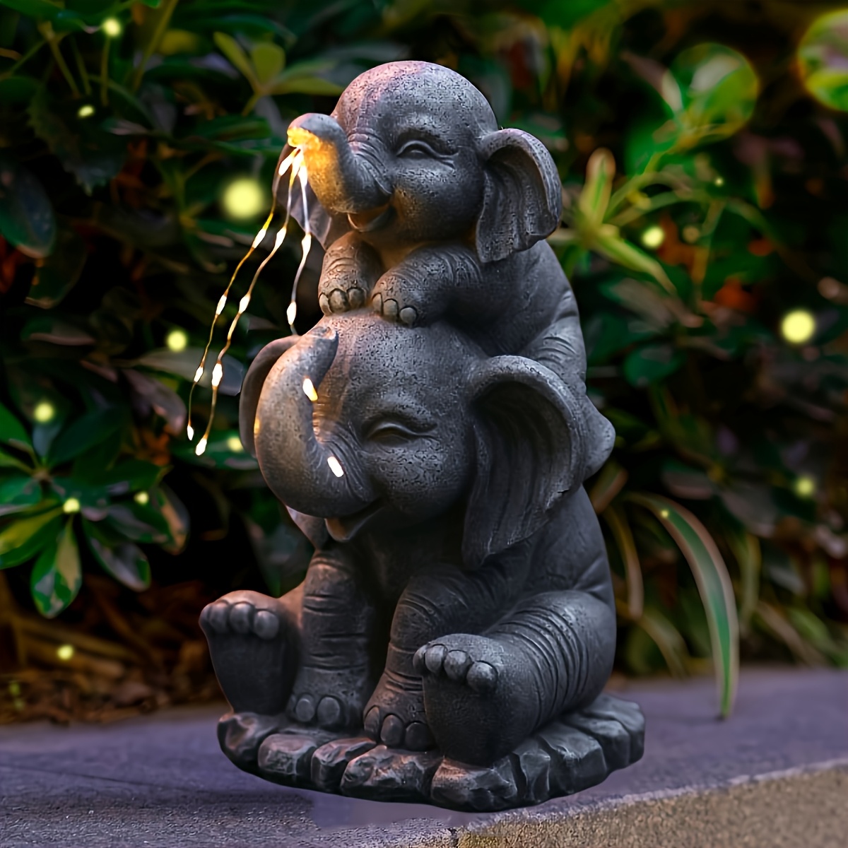 solar resin elephant statue lamp solar garden decoration Temu