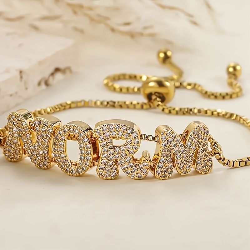 TEMU Customized Bracelets, Personalized Name Bracelets (a-z Letters), Wedding Gifts, Bridesmaid Gifts, Mother's Day Gifts, Family Gifts, Stainless