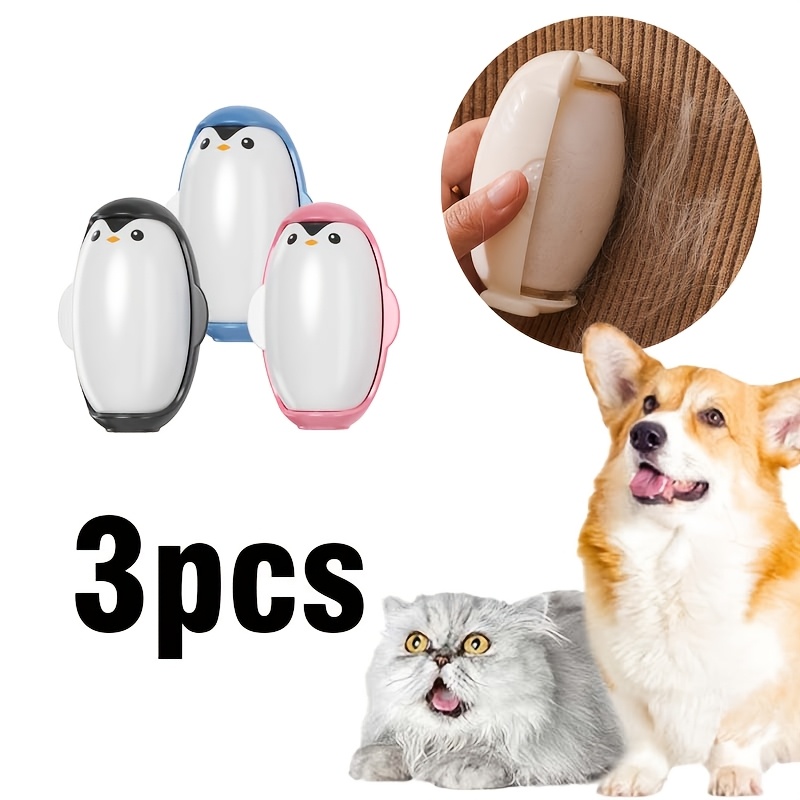 

3pcs Cartoon Pet Hair Remover, Detachable & Washable, Portable Lint Roller For Cats And Dogs, Plastic Material, Uncharged, Pet Hair Remover Tool