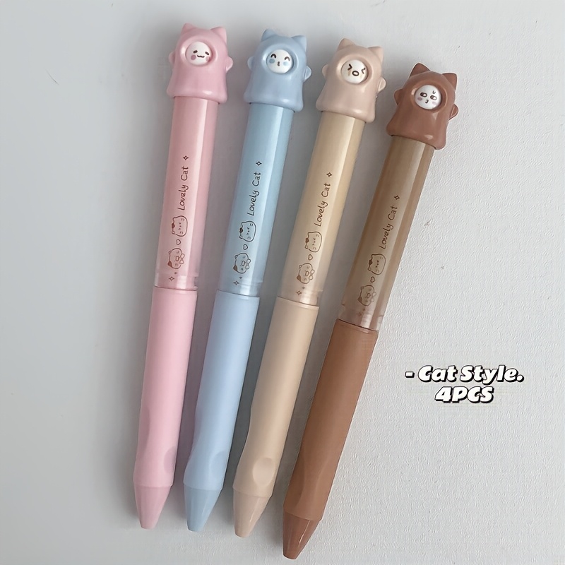 TEMU 4pcs Style Twistable Gel Pen 0.5mm Black Writing Pen Rotate To Change Patterns Office Supplies Small Gift