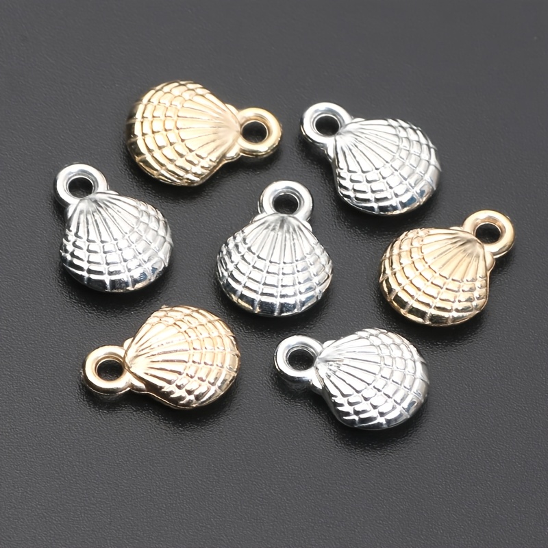 TEMU 30 piezas de cuentas acrílicas con forma de concha de 10X14 mm para pulseras sueltas, collares, aretes y dijes para teléfonos, ideales para