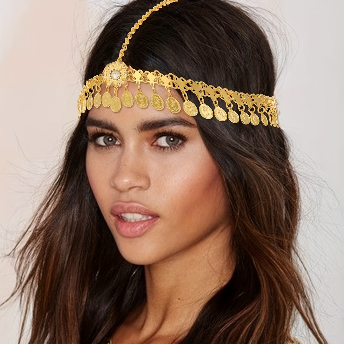 

Vintage Sequin Head Chain With Rhinestones - Alloy Hair Accessories For Wedding & Party, Only