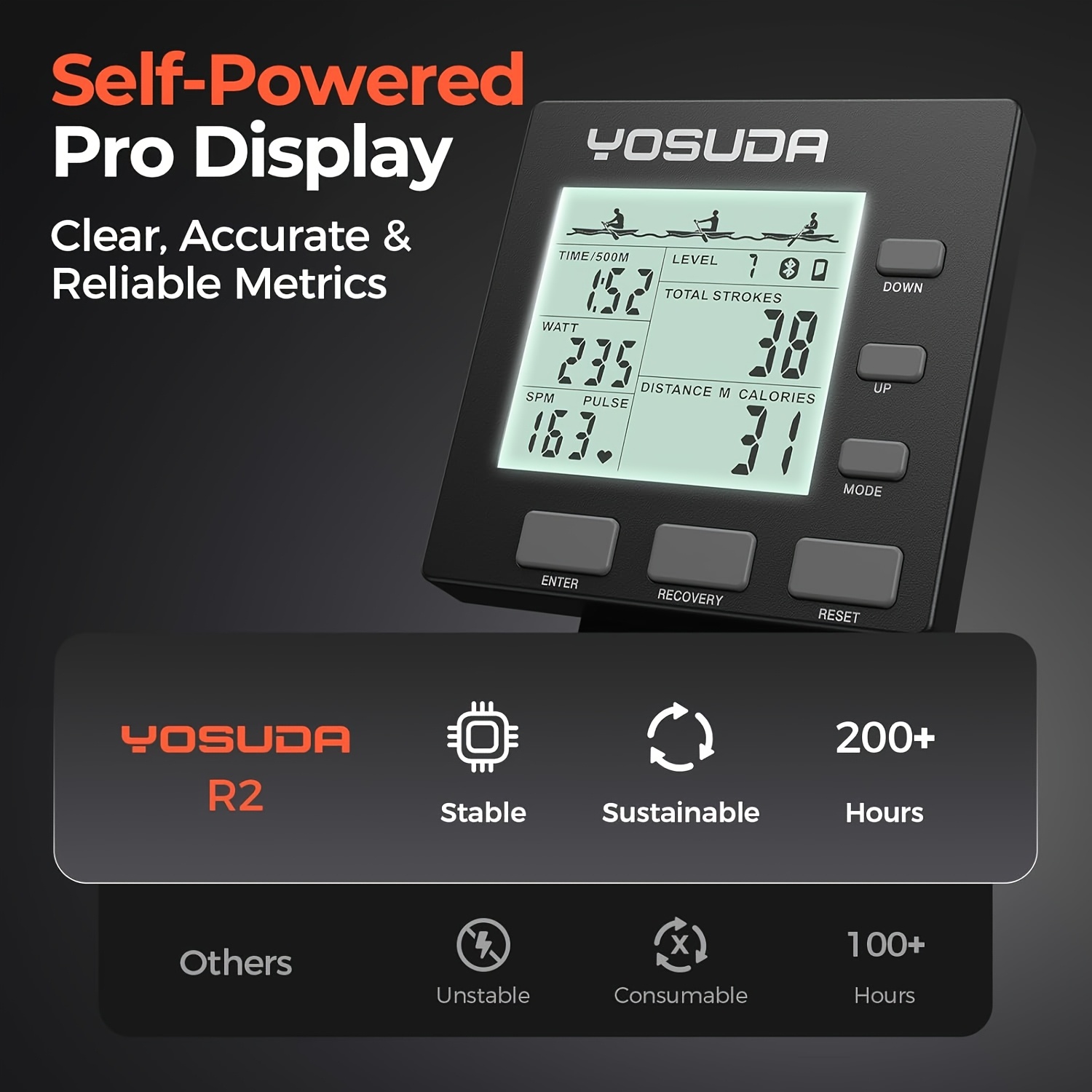 2026 new rowing machine for   adjustable air   rower machines with self powered monitor 53 7     seat   suitable for men women Product details 3