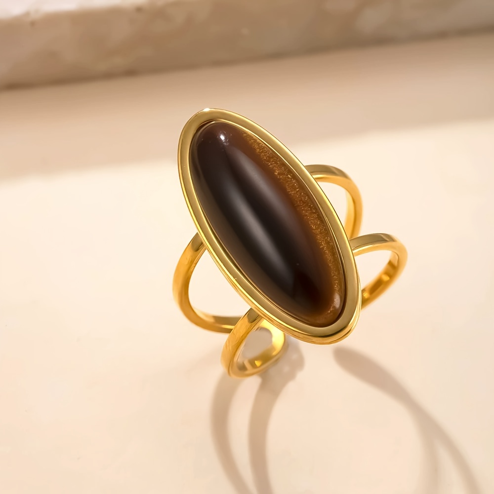 E-shop Ovaler Imitat-Jade-Offenring, schlicht, elegant, temperamentvoll luxuriös. Damenring, Damenschmuck, Damengeschenk. Edelstahlring, verstellbares