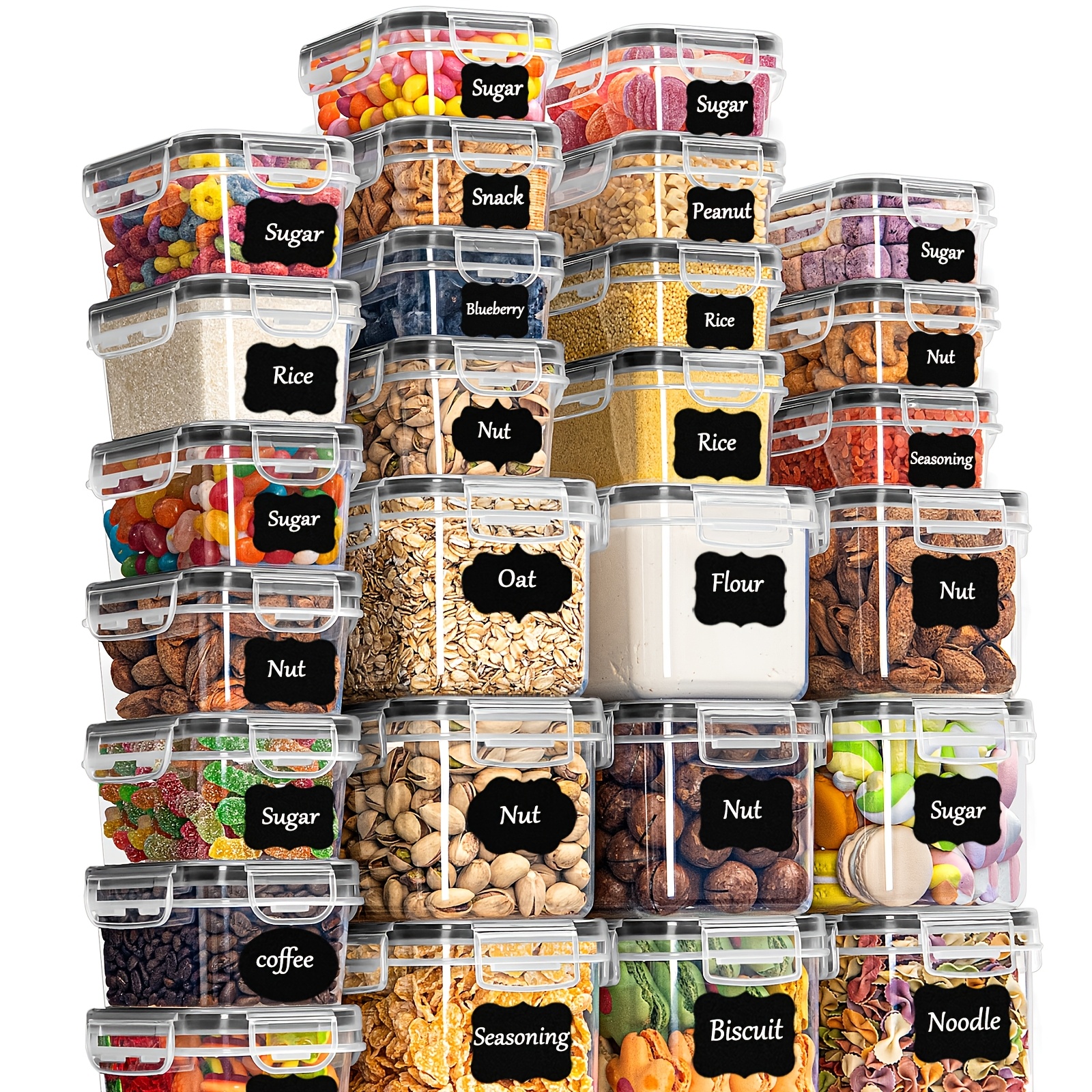 

27pcs Airtight Food Storage Container Set - Bpa-free, Stackable & Leakproof Kitchen Organizers For Grains, Nuts, Snacks & More